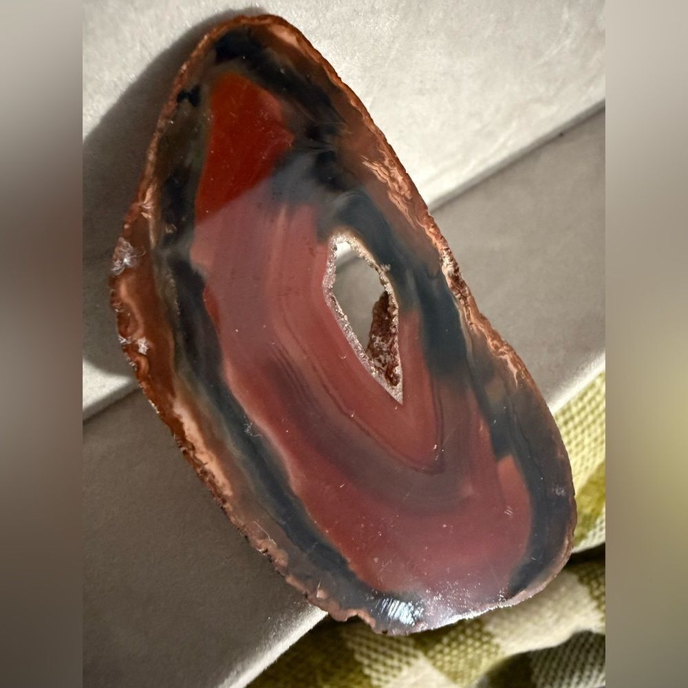 Polished Agate Slice – Natural Crystal Geode with Red & Black Bands - Picture 10 of 17